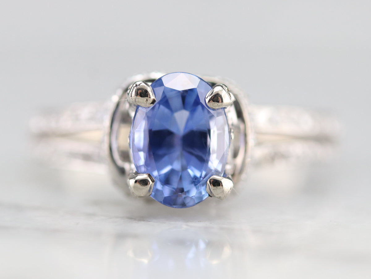 Modern Sapphire and Diamond Engagement Ring