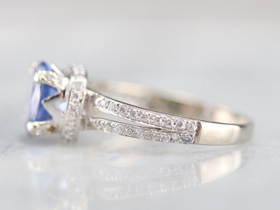 Modern Sapphire and Diamond Ring