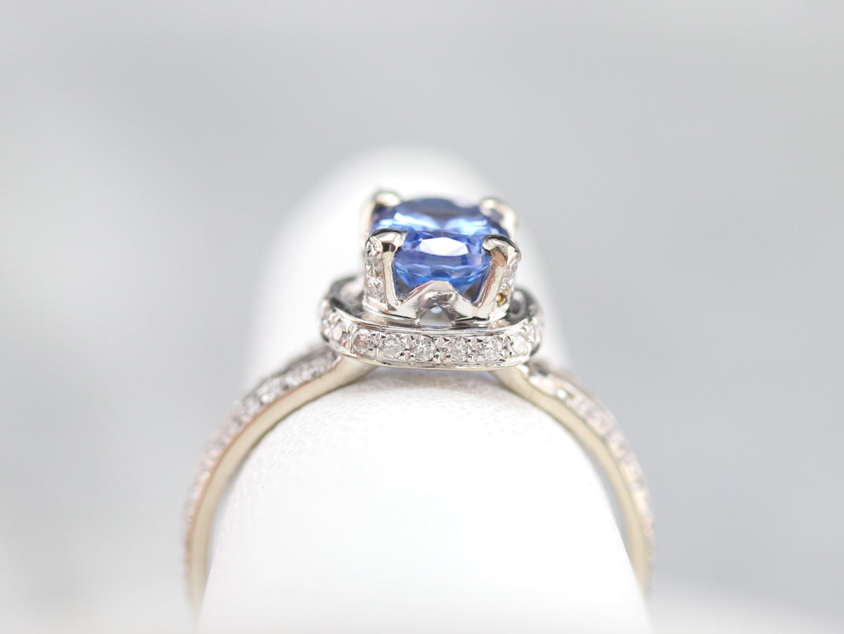 Modern Sapphire and Diamond Engagement Ring