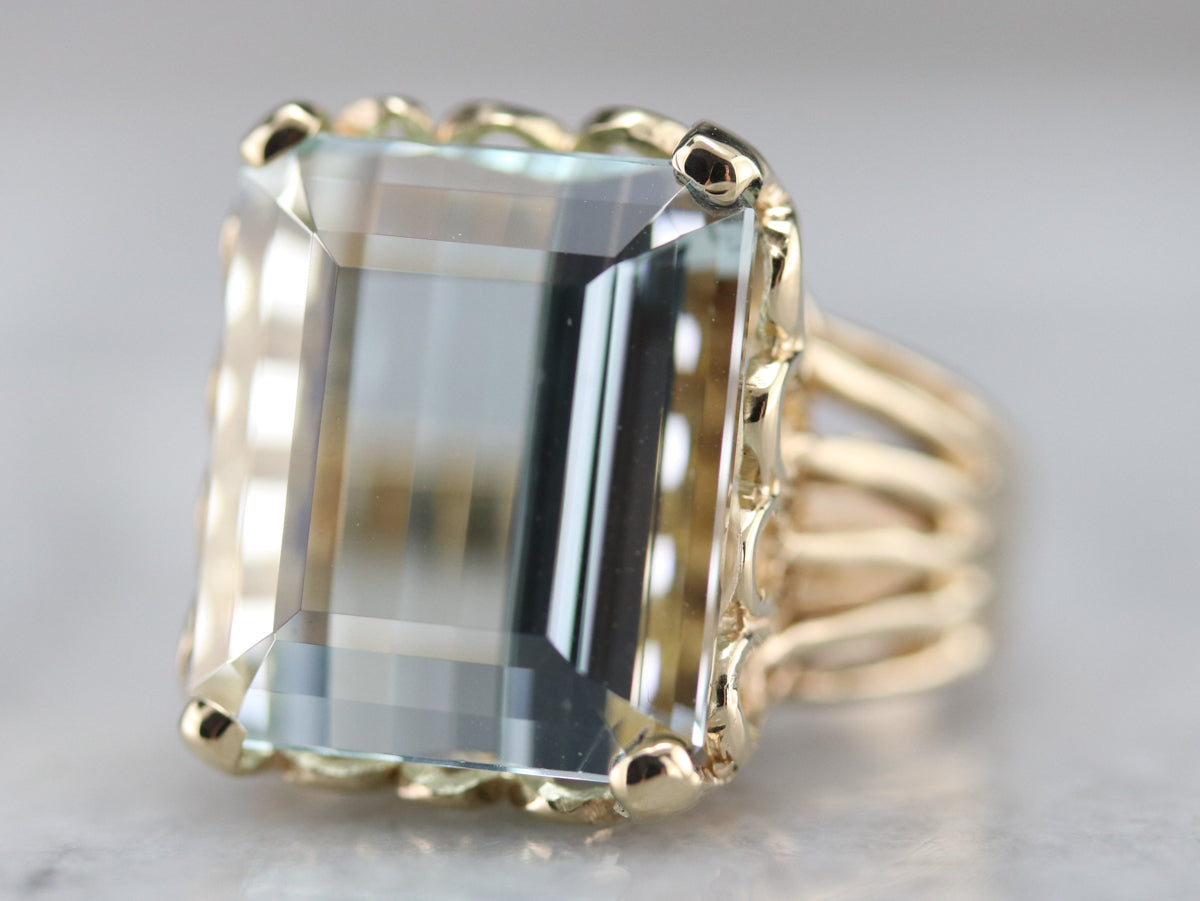 Yellow Gold Aquamarine Cocktail Ring
