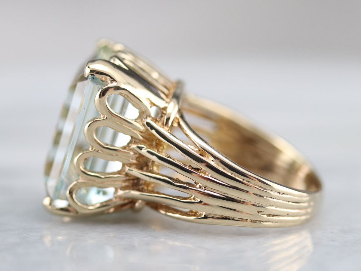 Yellow Gold Aquamarine Cocktail Ring