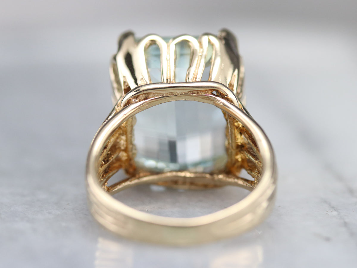 Yellow Gold Aquamarine Cocktail Ring