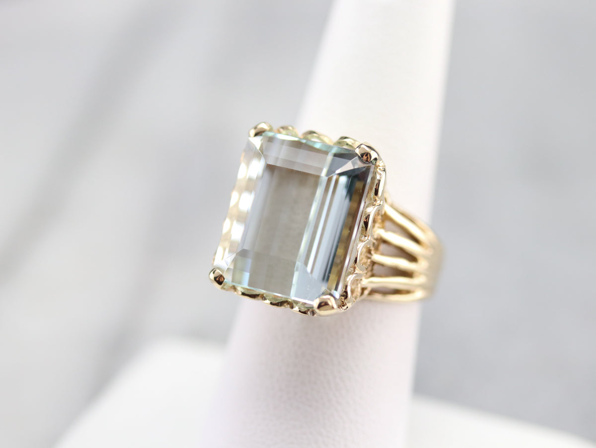 Yellow Gold Aquamarine Cocktail Ring