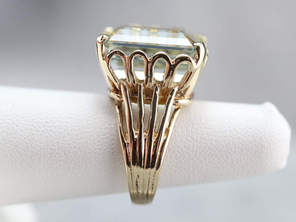 Yellow Gold Aquamarine Cocktail Ring