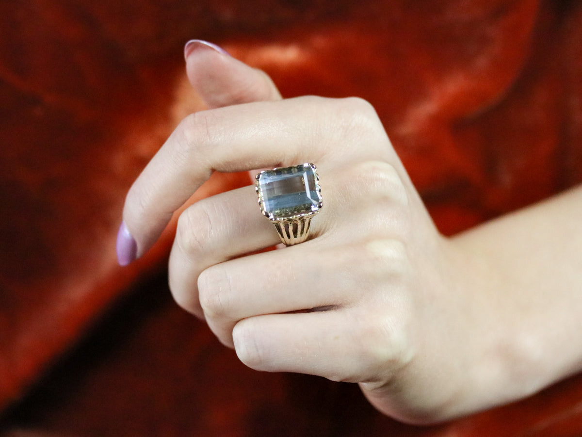 Yellow Gold Aquamarine Cocktail Ring