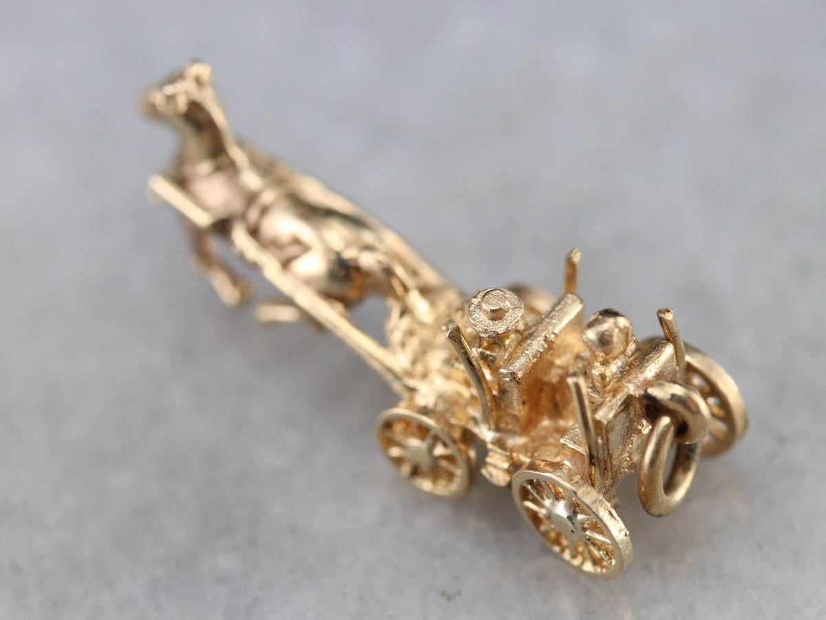 Vintage Gold Horse and Carriage Charm