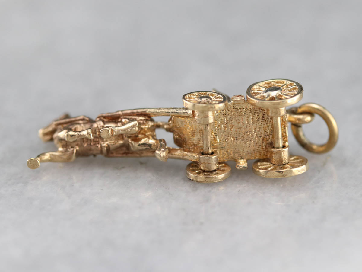 Vintage Gold Horse and Carriage Charm