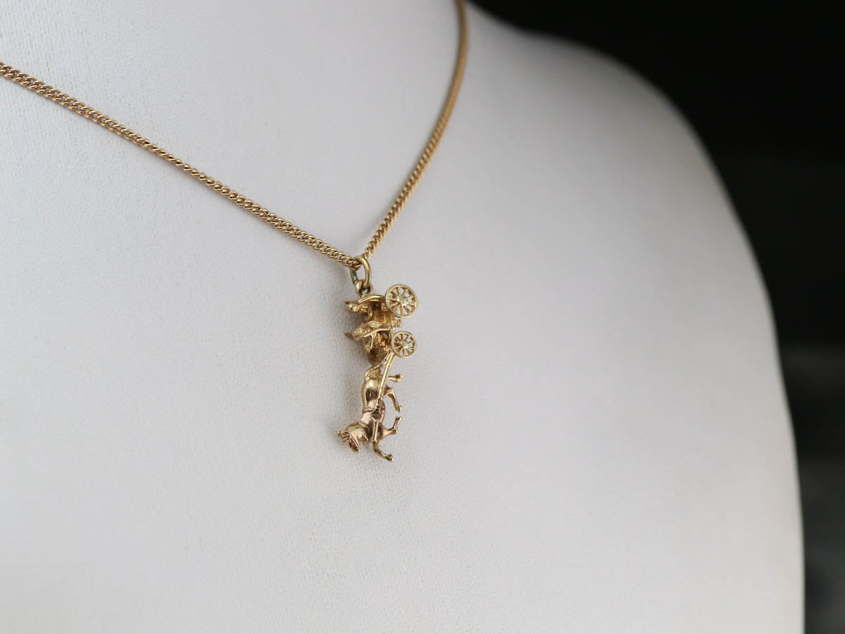 Vintage Gold Horse and Carriage Charm