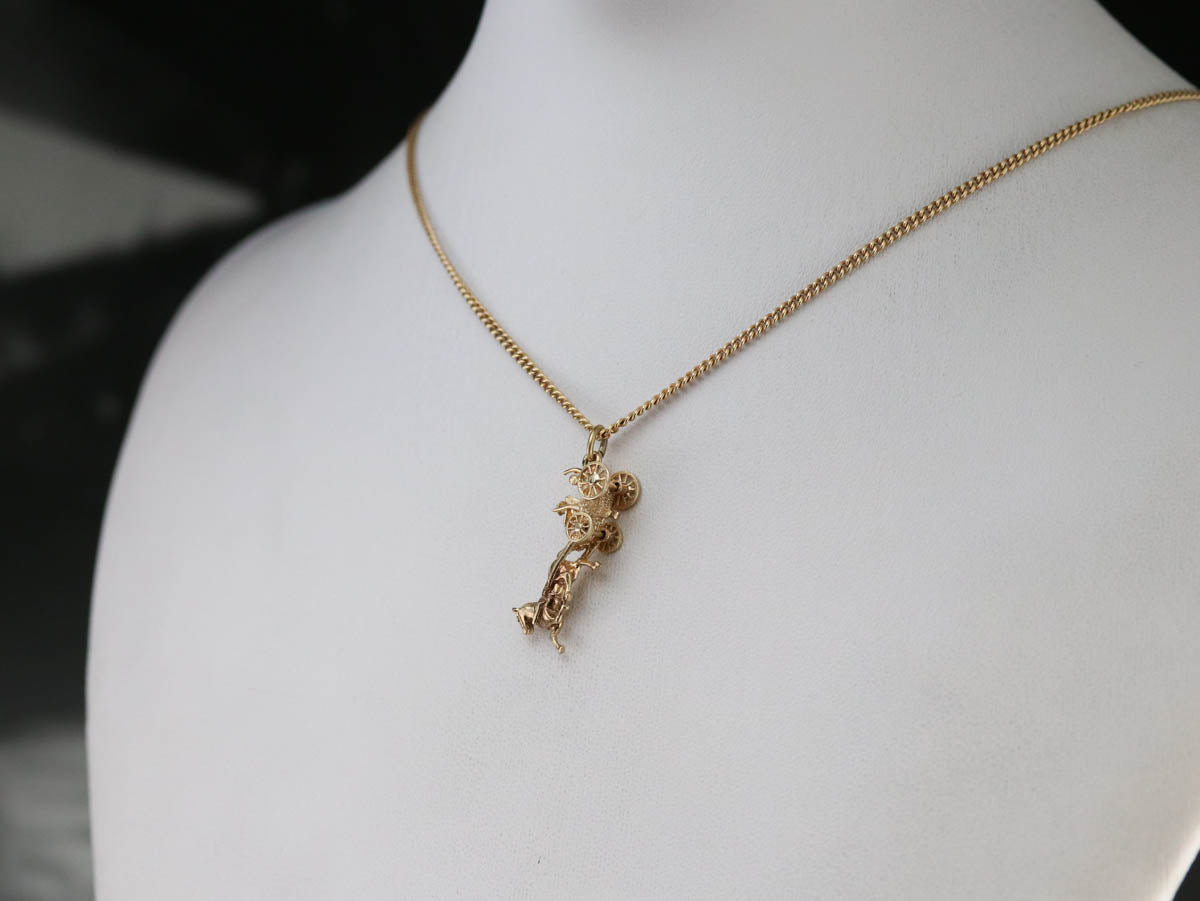 Vintage Gold Horse and Carriage Charm
