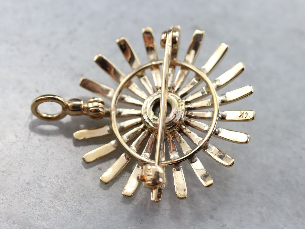 Pink Star Sapphire Sunburst Pin or Pendant