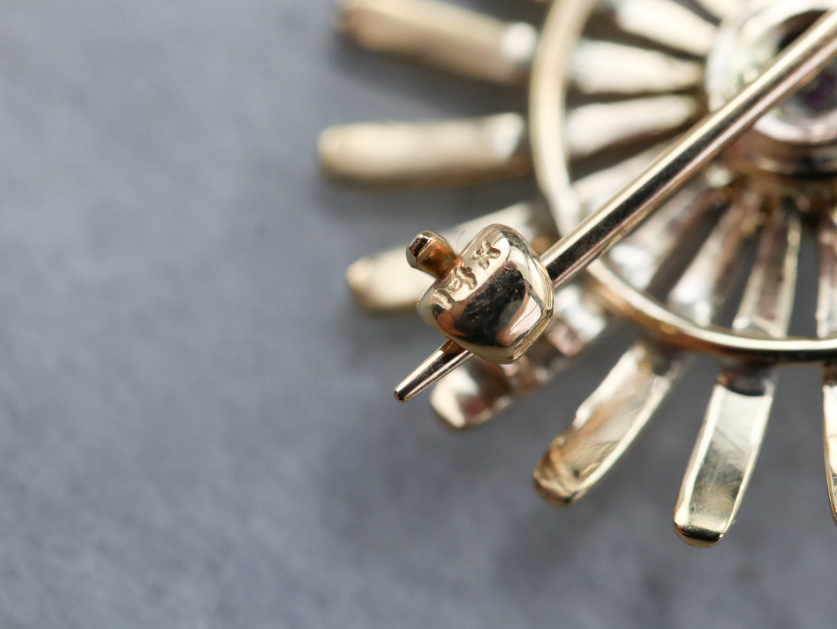 Pink Star Sapphire Sunburst Pin or Pendant