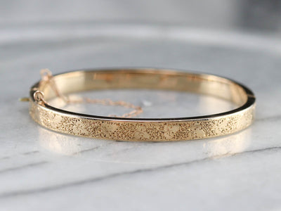 Antique Etched Gold Bangle Bracelet