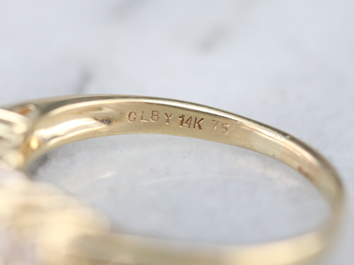 Modern Pink Sapphire and Marquise Diamond Engagement Ring