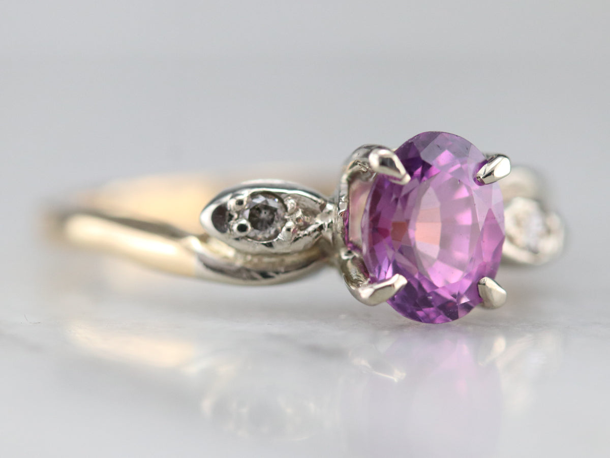 Retro Era Pink Sapphire and Diamond Ring