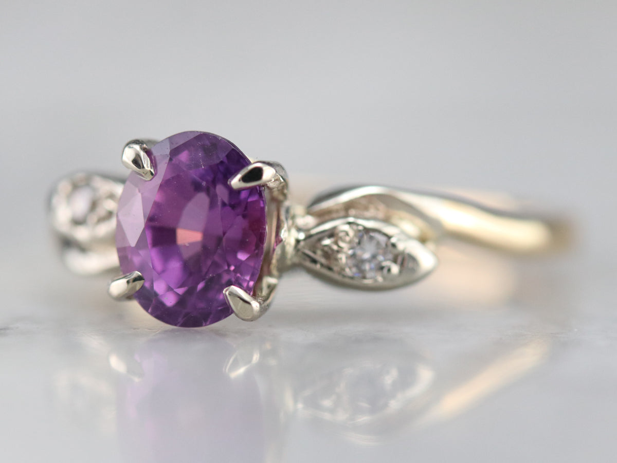 Retro Era Pink Sapphire and Diamond Ring