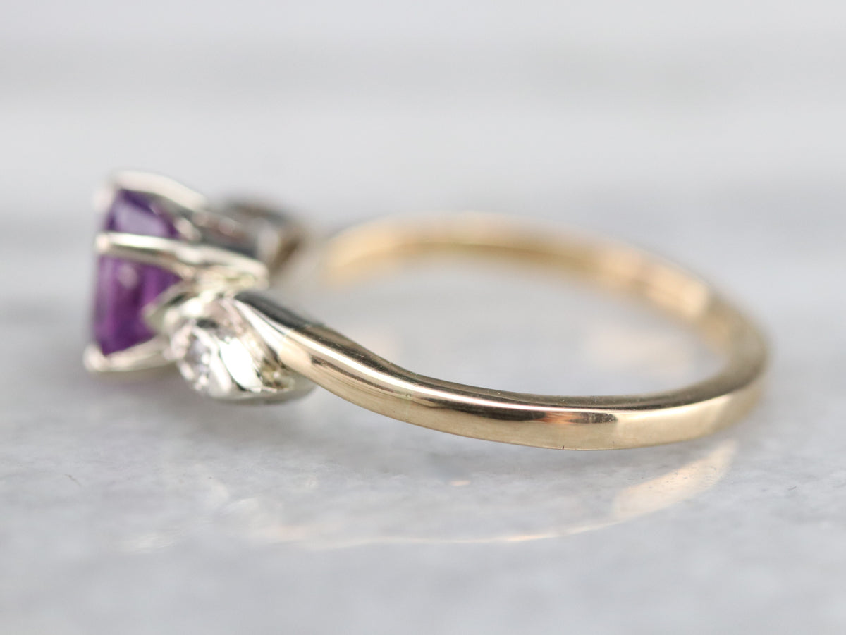 Retro Era Pink Sapphire and Diamond Ring