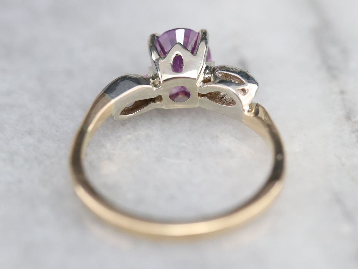 Retro Era Pink Sapphire and Diamond Ring