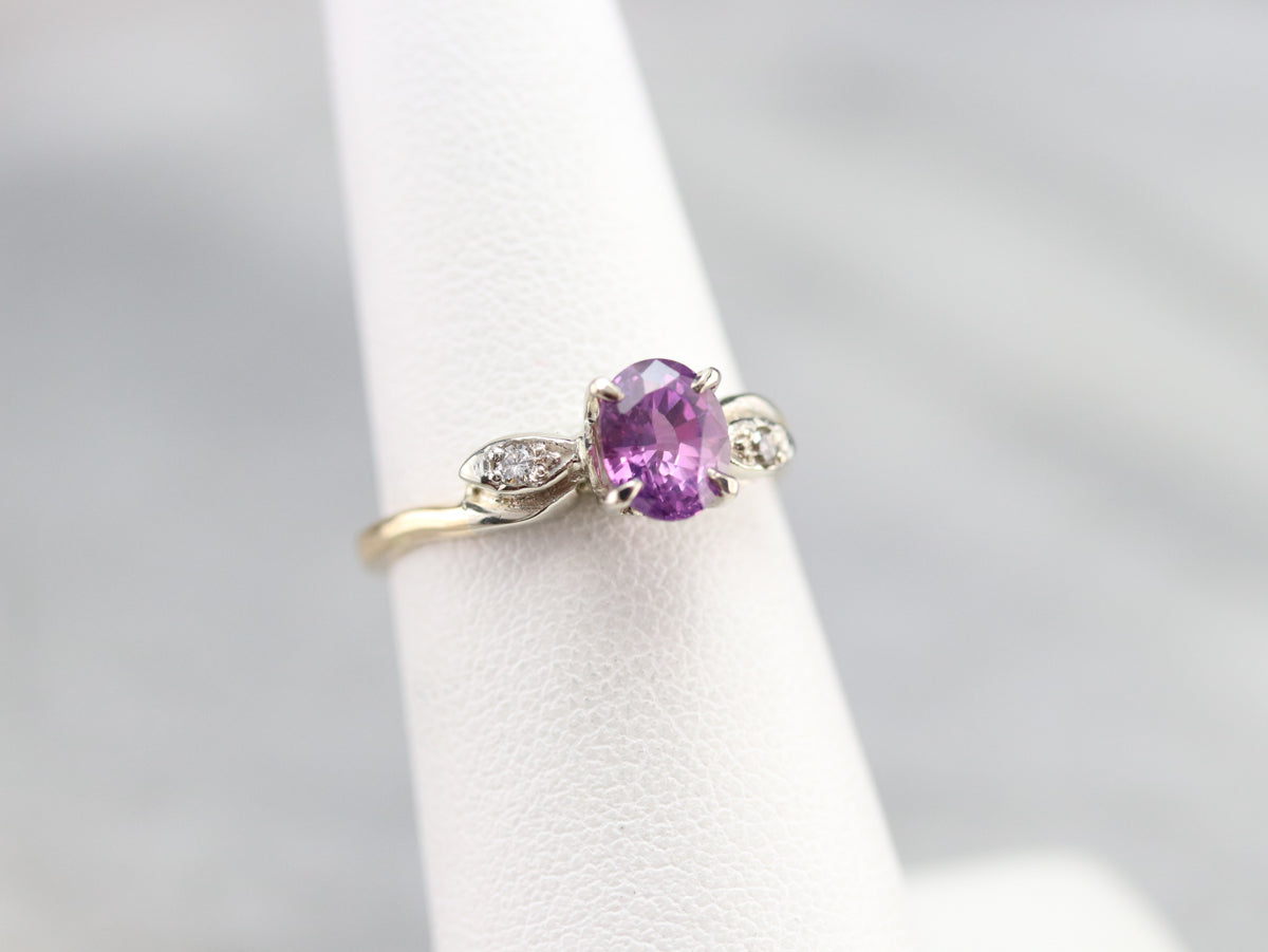 Retro Era Pink Sapphire and Diamond Ring
