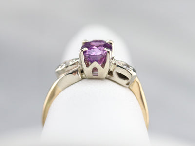 Retro Era Pink Sapphire and Diamond Ring