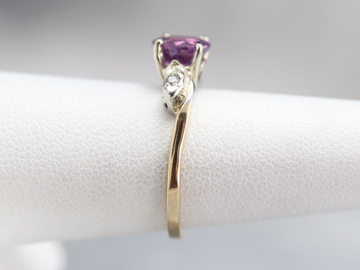 Retro Era Pink Sapphire and Diamond Ring