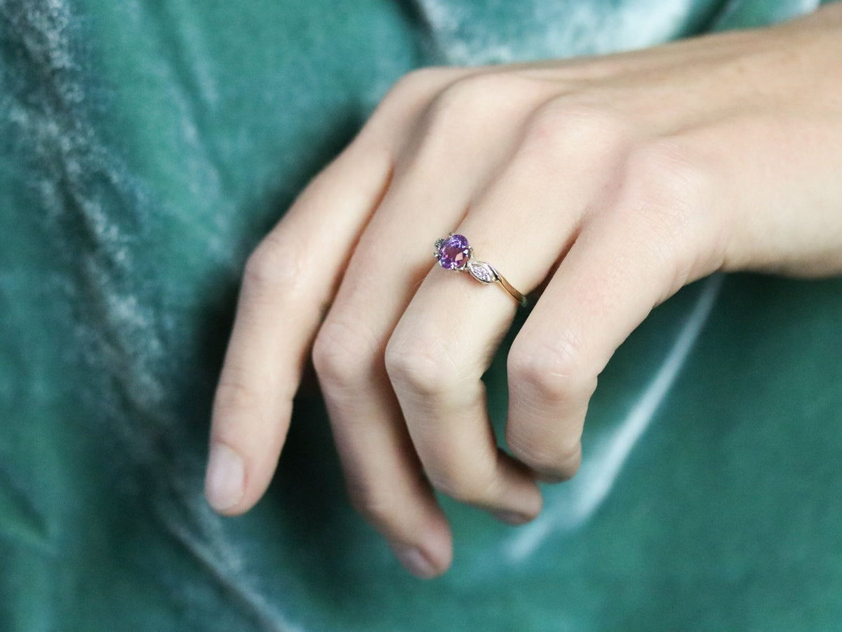 Retro Era Pink Sapphire and Diamond Ring