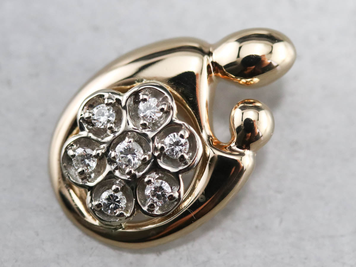 Mother and Child Diamond Gold Pendant