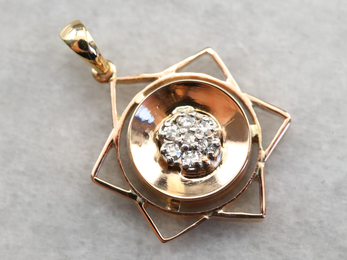 Diamond Six Pointed Star Gold Pendant