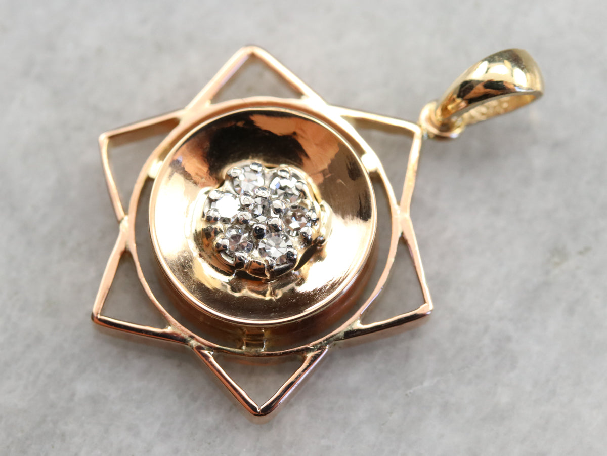 Diamond Six Pointed Star Gold Pendant