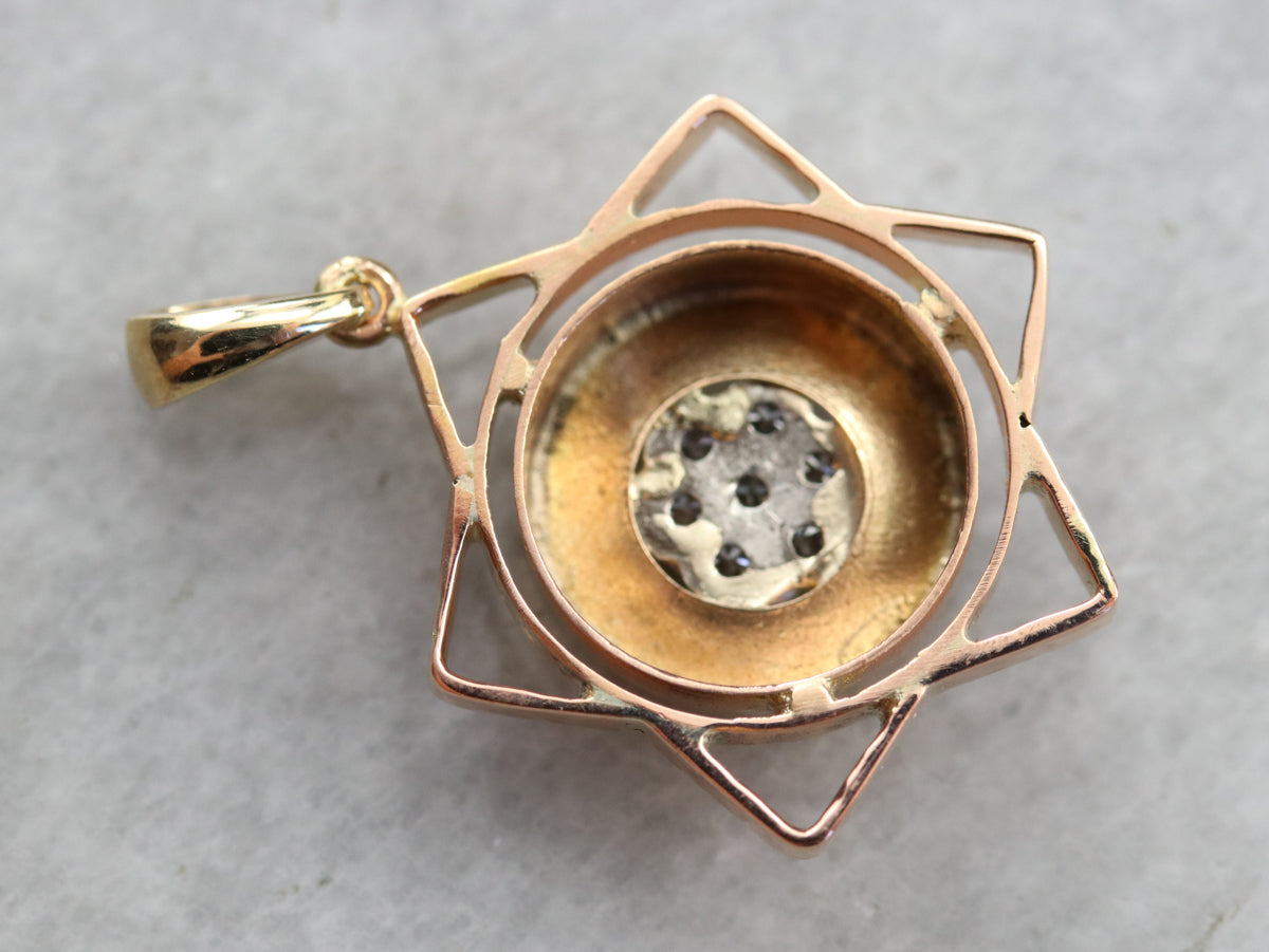 Diamond Six Pointed Star Gold Pendant