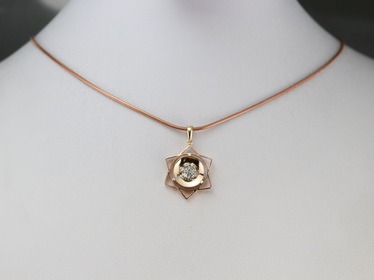 Diamond Six Pointed Star Gold Pendant