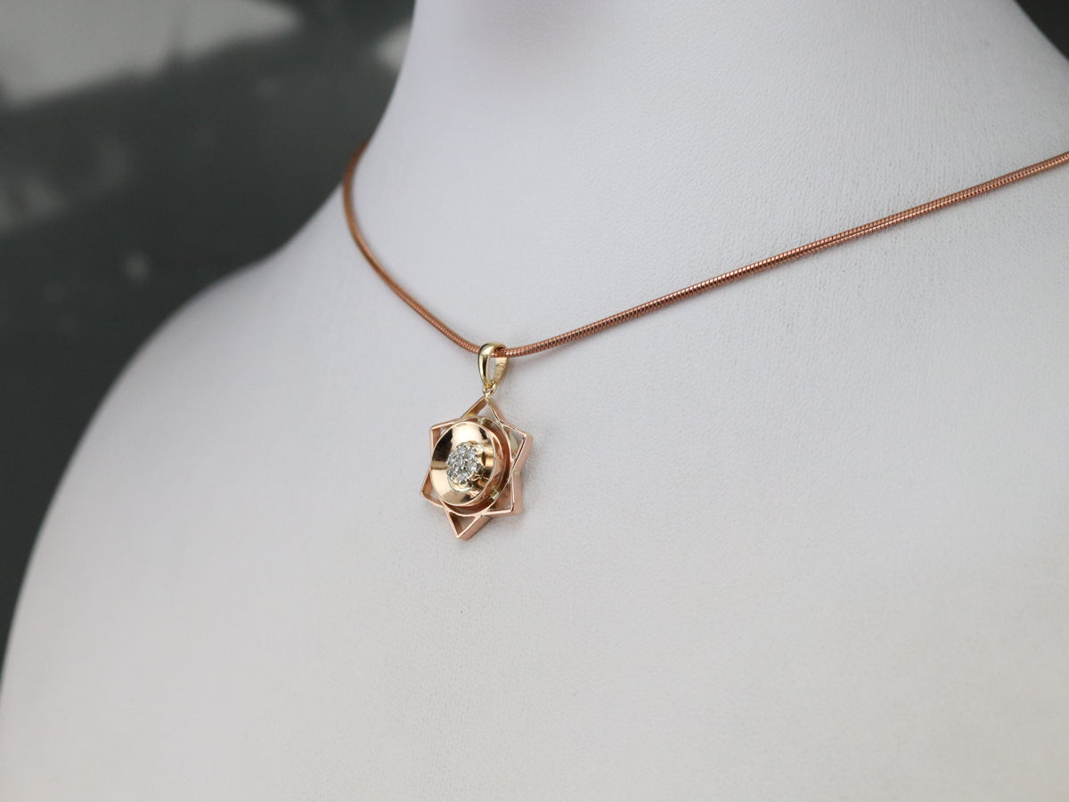 Diamond Six Pointed Star Gold Pendant