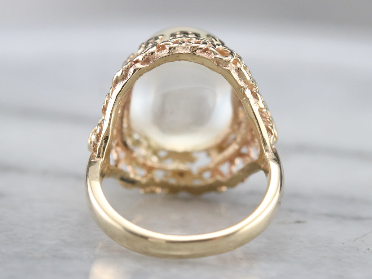 Moonstone Gold Filigree Cocktail Ring