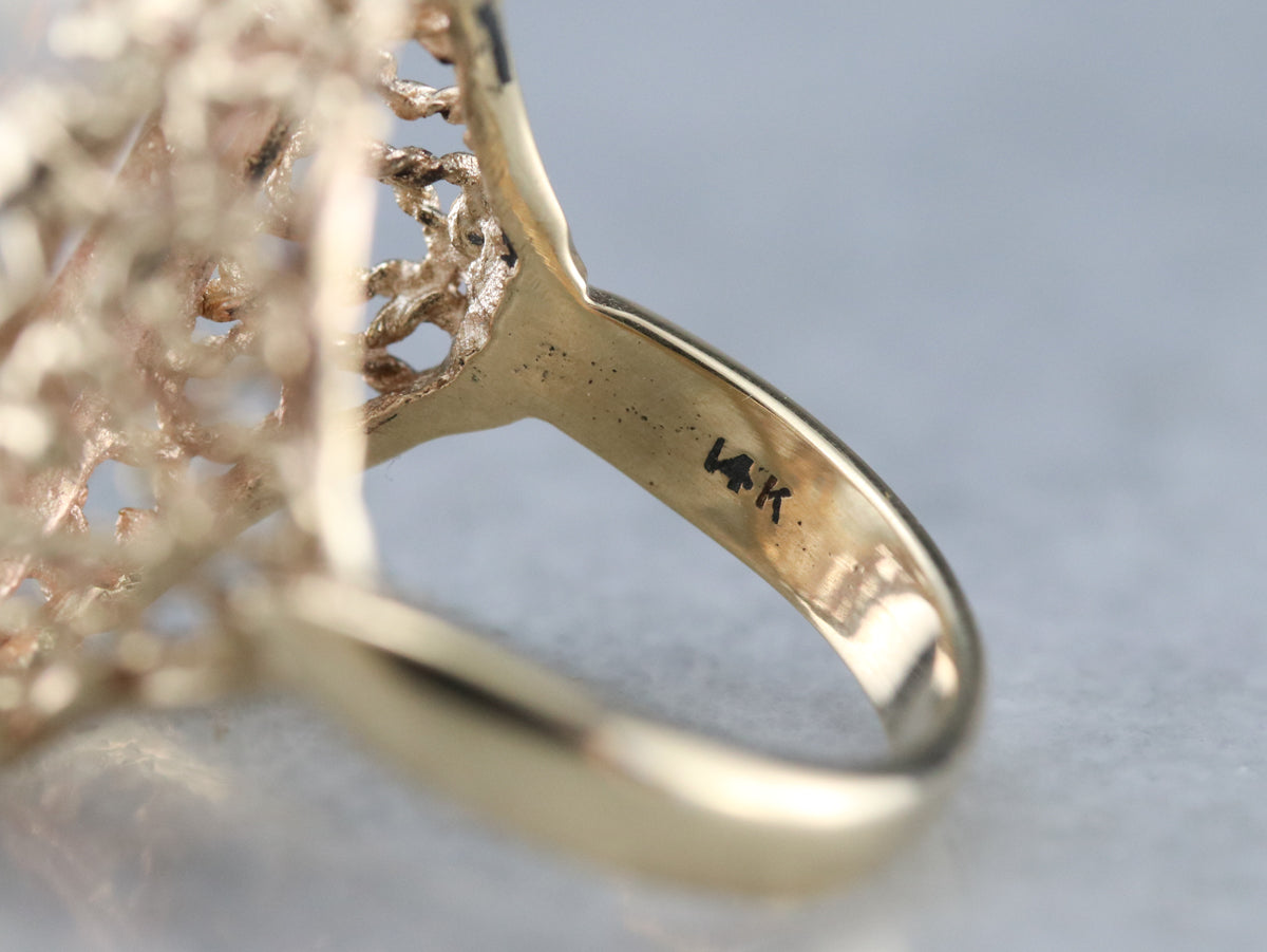 Moonstone Gold Filigree Cocktail Ring