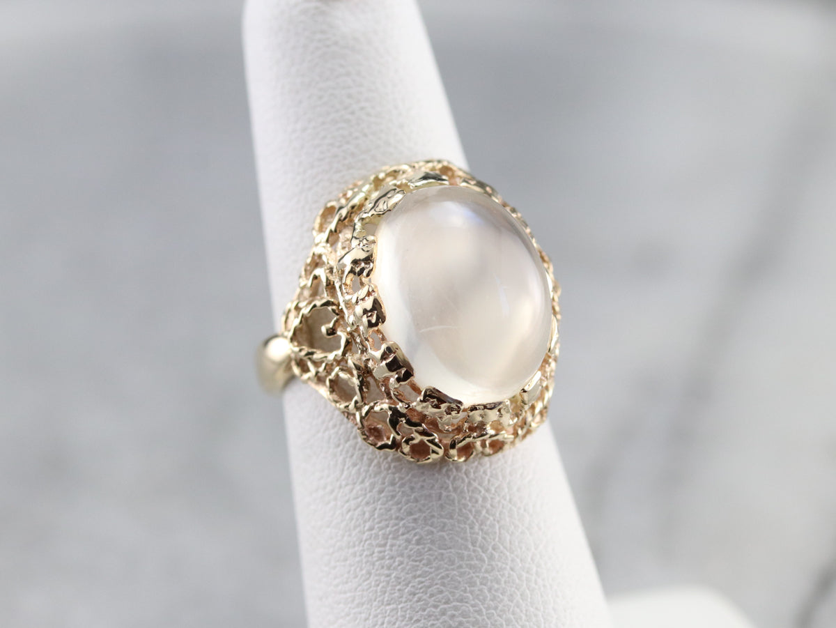 Moonstone Gold Filigree Cocktail Ring