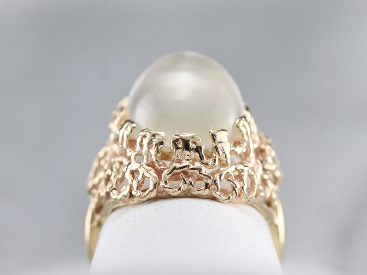 Moonstone Gold Filigree Cocktail Ring