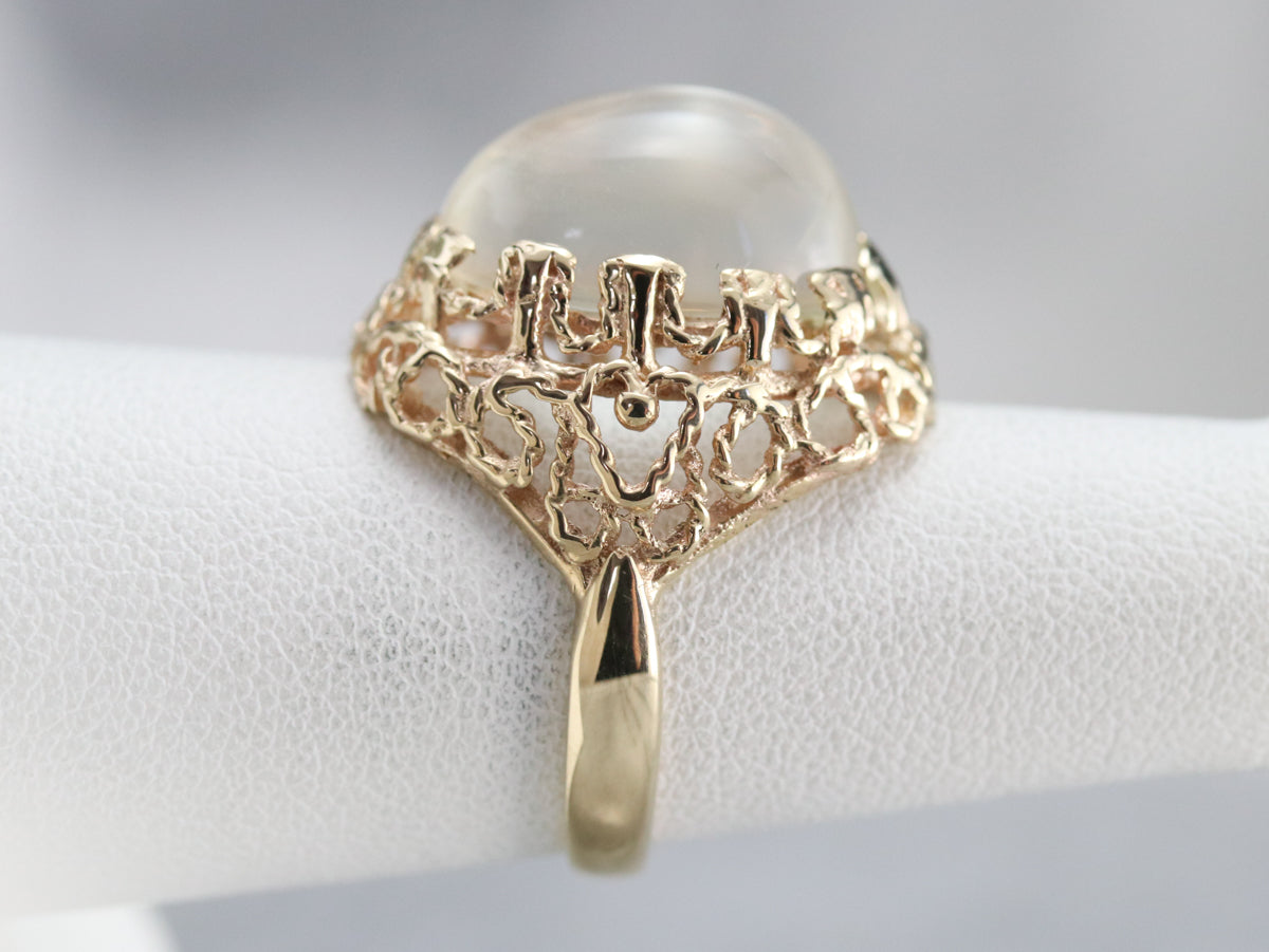 Moonstone Gold Filigree Cocktail Ring