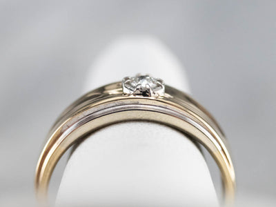 Men's Two Tone Gold Diamond Ring