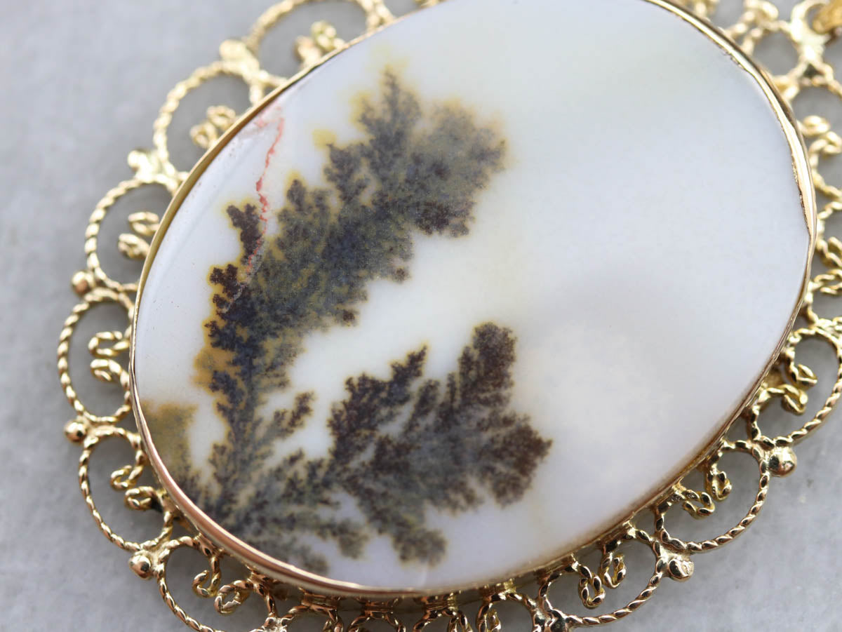 *RESERVED* Dendritic Agate Gold Filigree Pendant