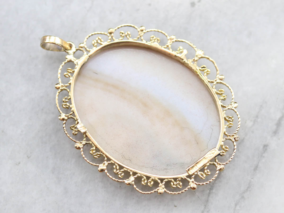 *RESERVED* Dendritic Agate Gold Filigree Pendant