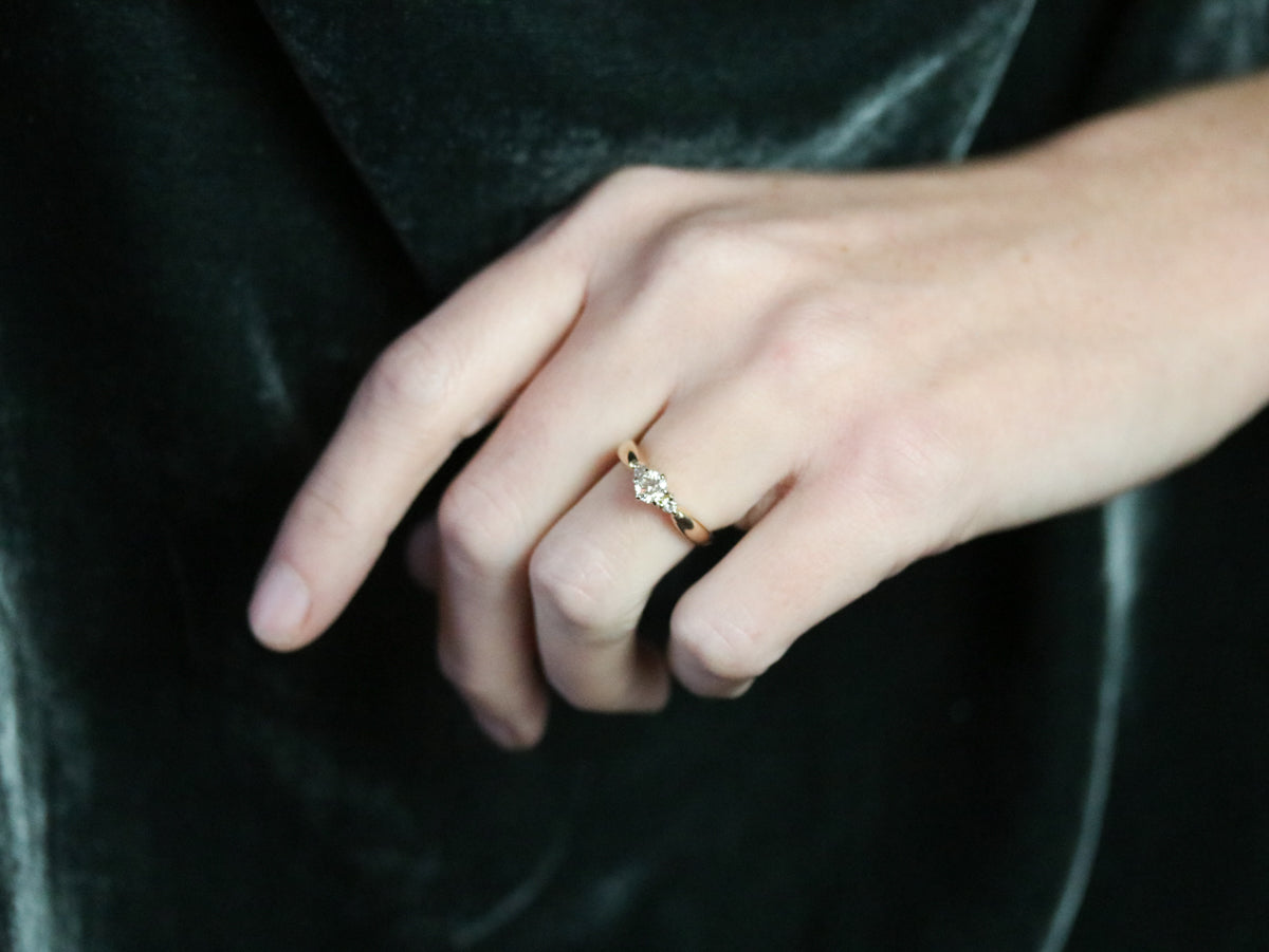 Vintage Three Stone Diamond Engagement Ring