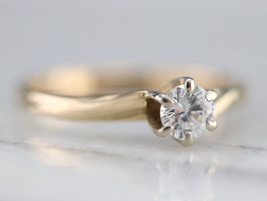 Modern Twisting Diamond Solitaire Engagement Ring