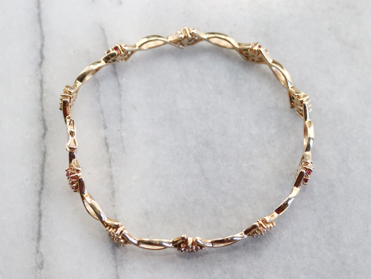 Diamond and Ruby Gold Bracelet