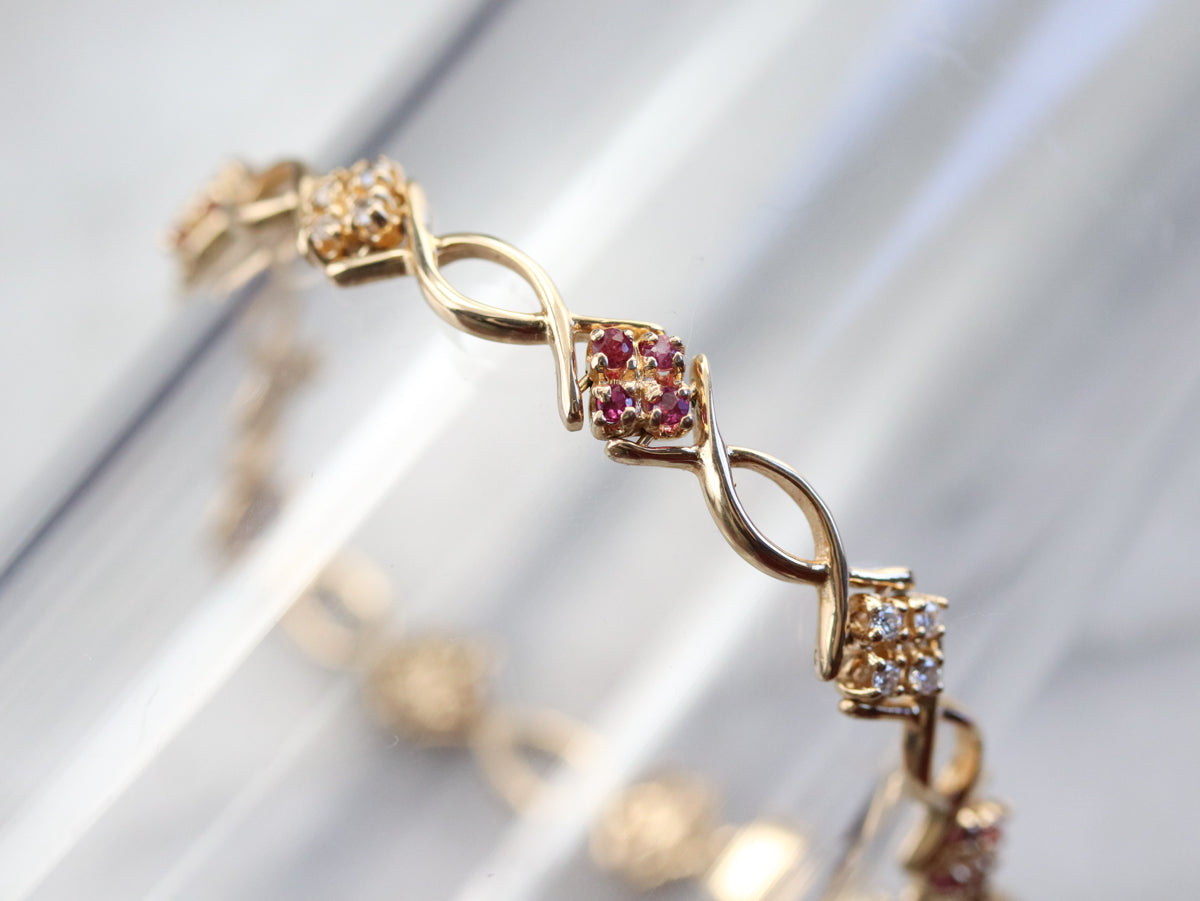 Diamond and Ruby Gold Bracelet