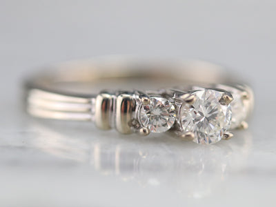 Modern Three Stone Diamond Engagement Ring