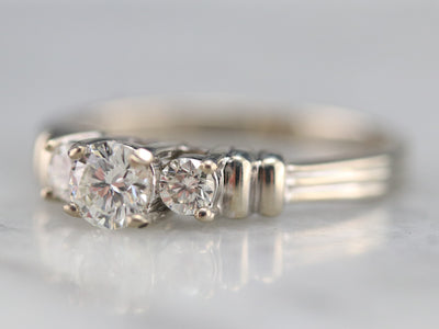 Modern Three Stone Diamond Engagement Ring