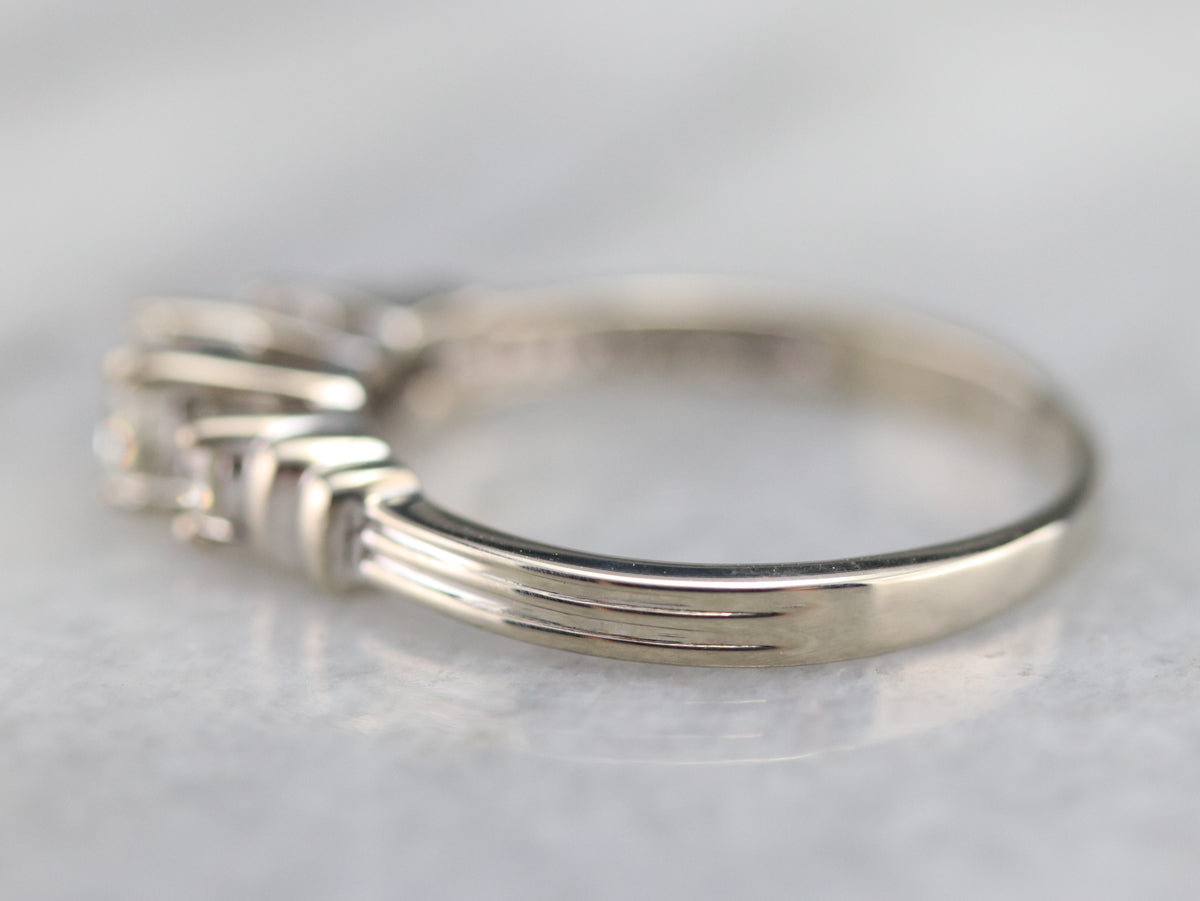 Modern Three Stone Diamond Engagement Ring