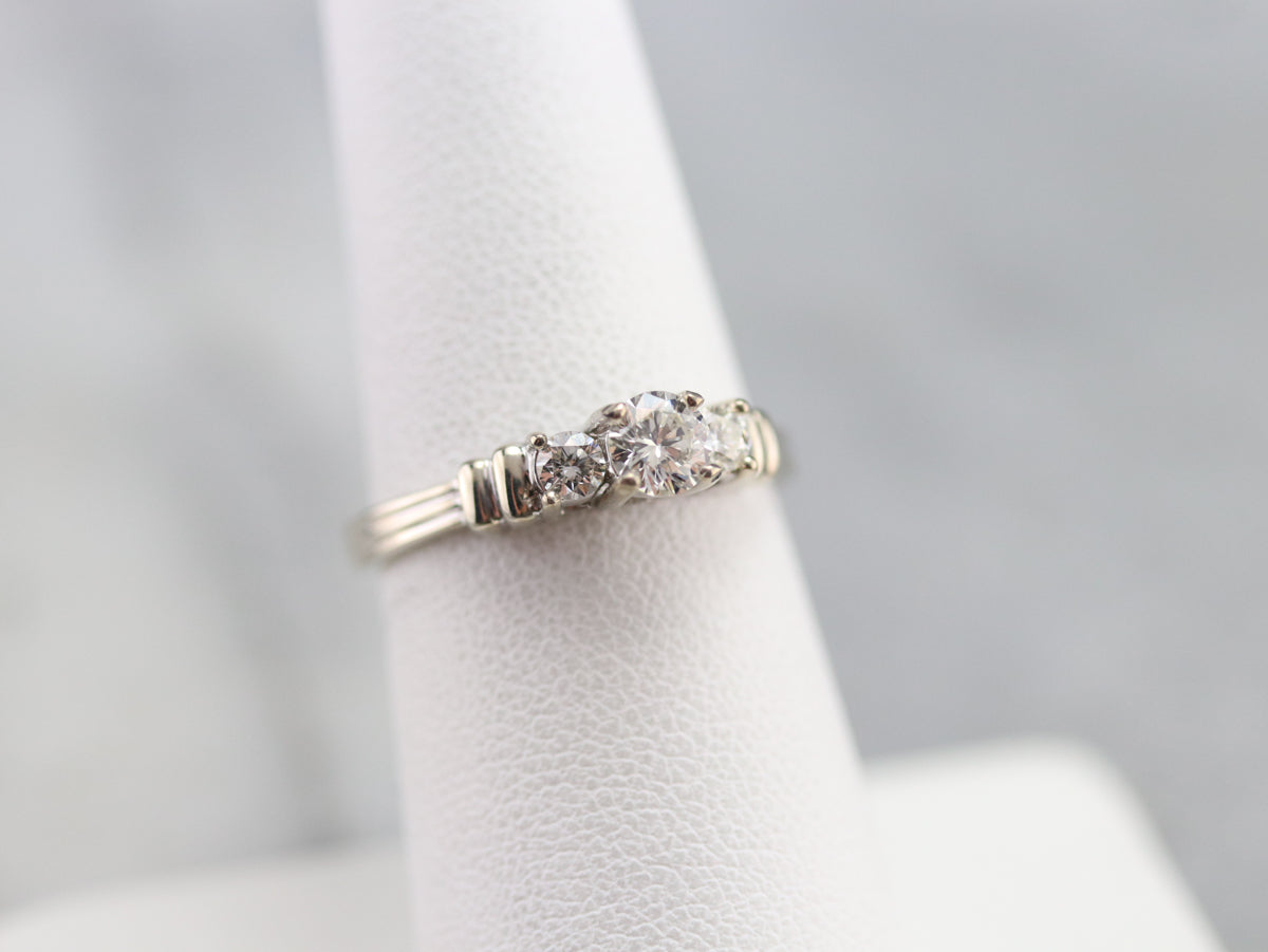 Modern Three Stone Diamond Engagement Ring
