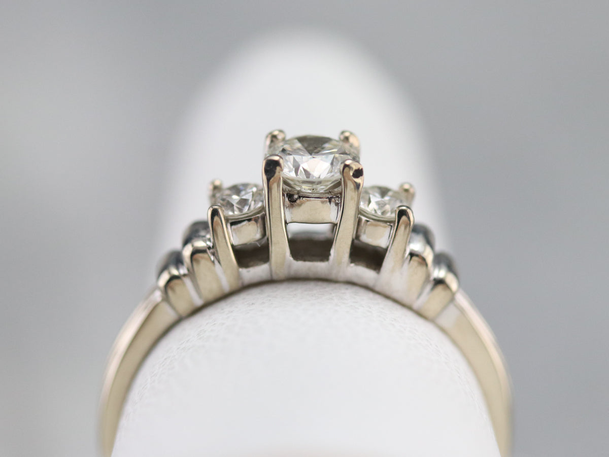 Modern Three Stone Diamond Engagement Ring
