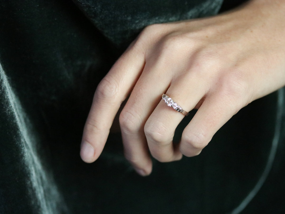 Modern Three Stone Diamond Engagement Ring