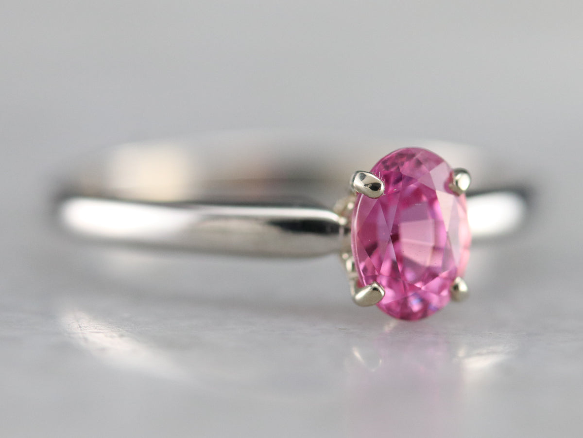 Pink Sapphire Platinum Solitaire Engagement Ring